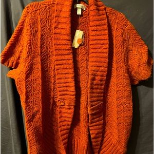 Dress Barn pumpkin color open cardigan